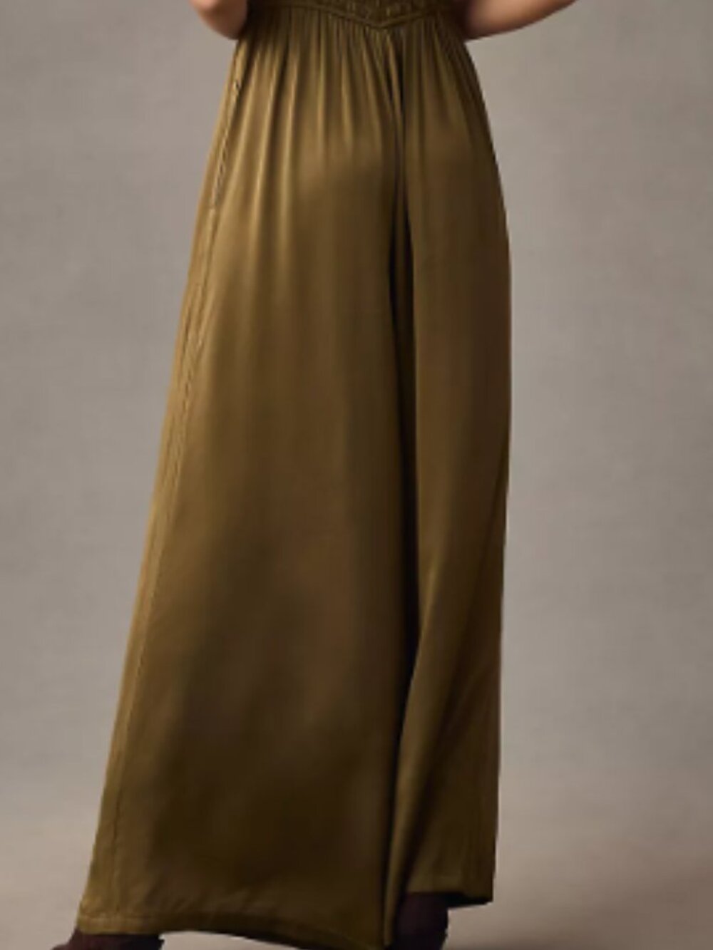 Olive Green Wide Leg Jumpsuit with Side Pockets - Picture 4 of 7
